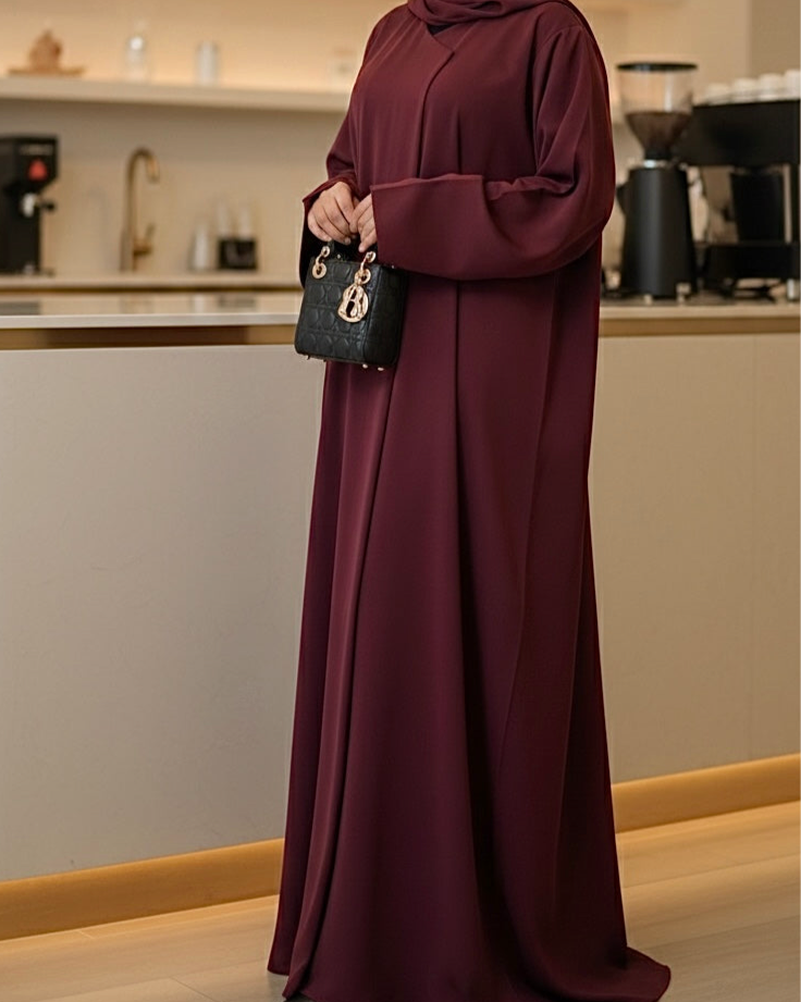 Rumman Abaya - Burgandy